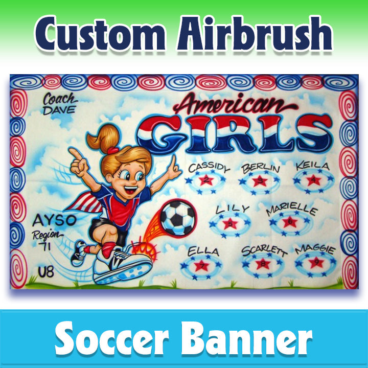 Airbrush Soccer Banner - American Girls -2002