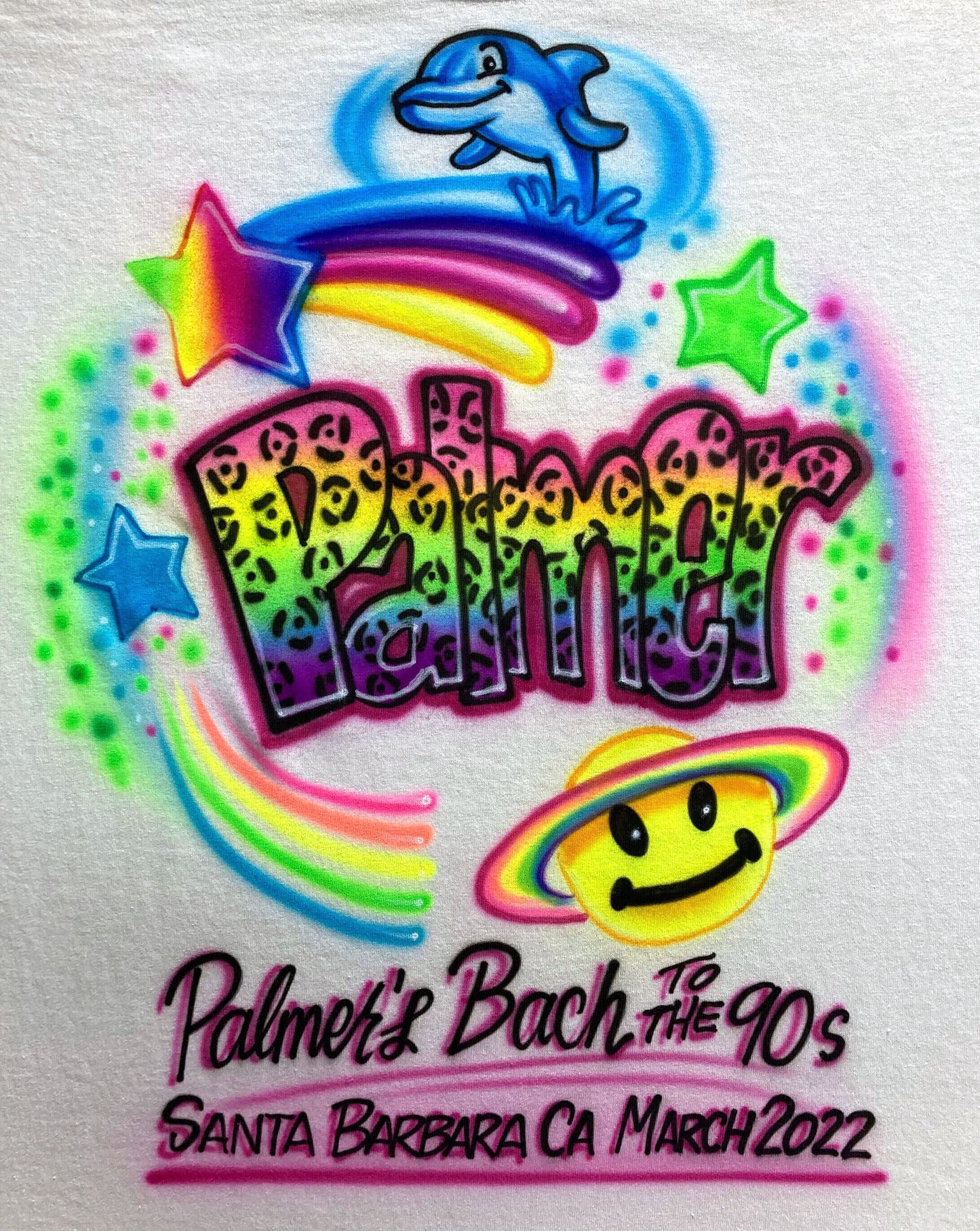 Airbrush - Bachelorette - Dolphin - Cheetah print - T-shirt - Planet