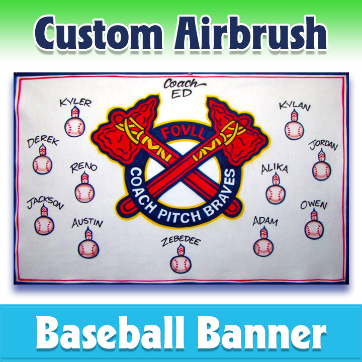 Airbrush Baseball Banner - Braves -1018