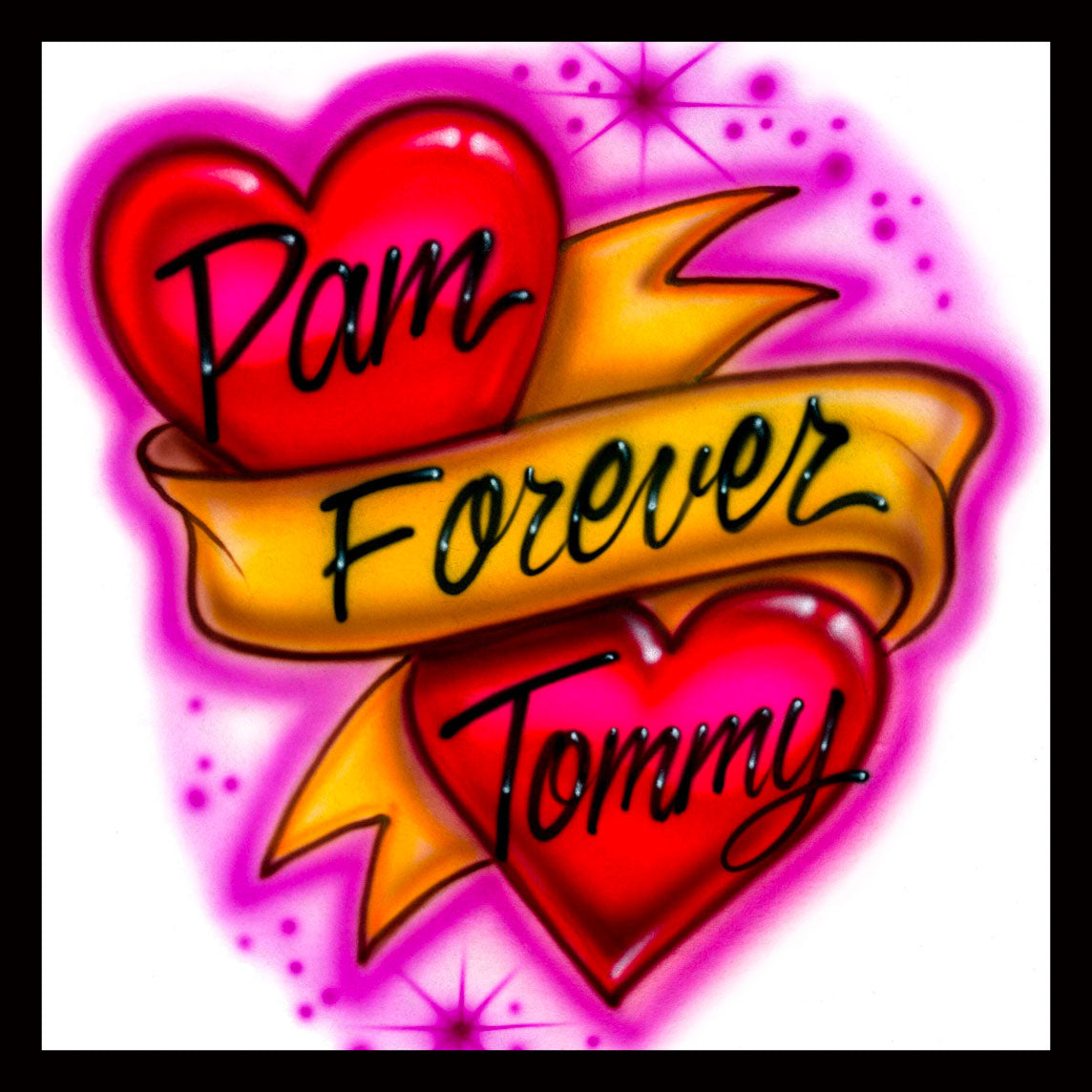 Airbrush T-shirt * Hearts with Ribbon * Couples Design – Fresh Air