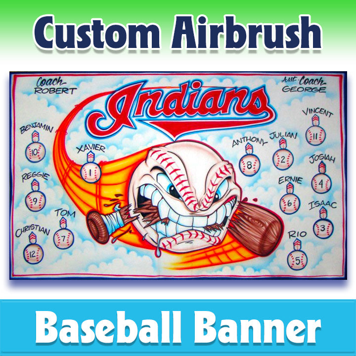 Airbrush Baseball Banner - Indians -1017