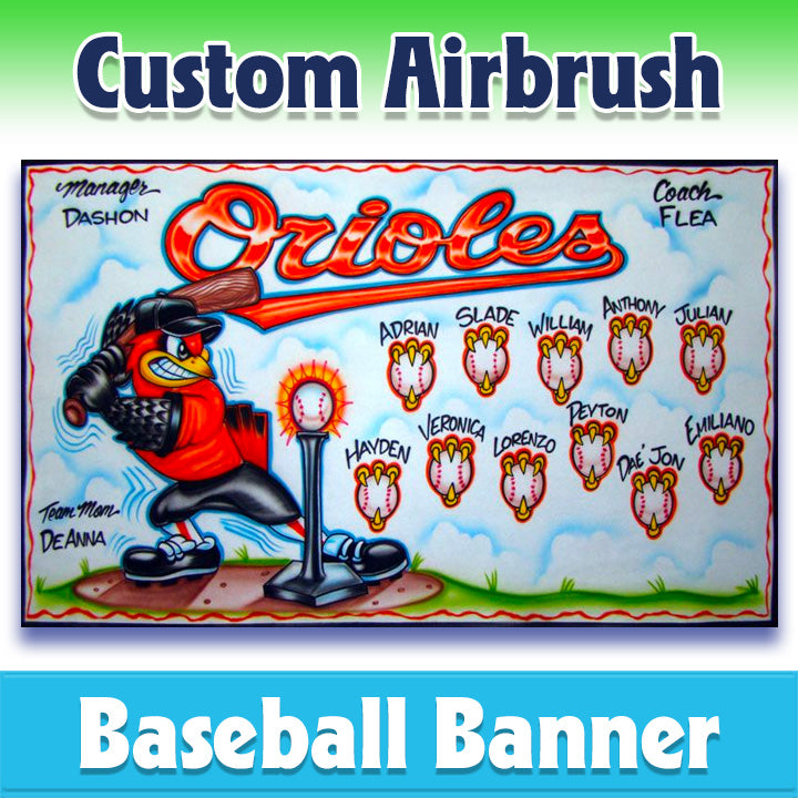 Airbrush Baseball Banner - Orioles -1011