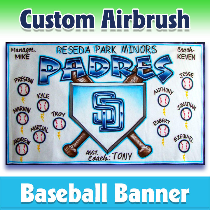 Airbrush Baseball Banner - Padres -1011