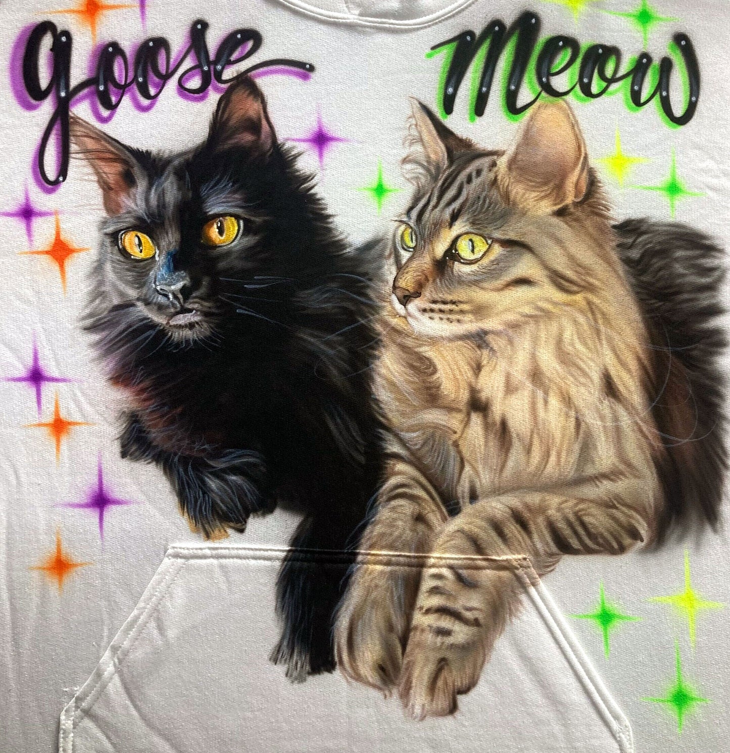 Airbrush T-shirt - Two Pets Portrait - You choose colors