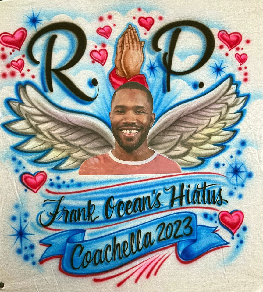 Airbrush & Photo transfer T-shirt - RIP - Memorialize - Tribute - Wings - Hearts