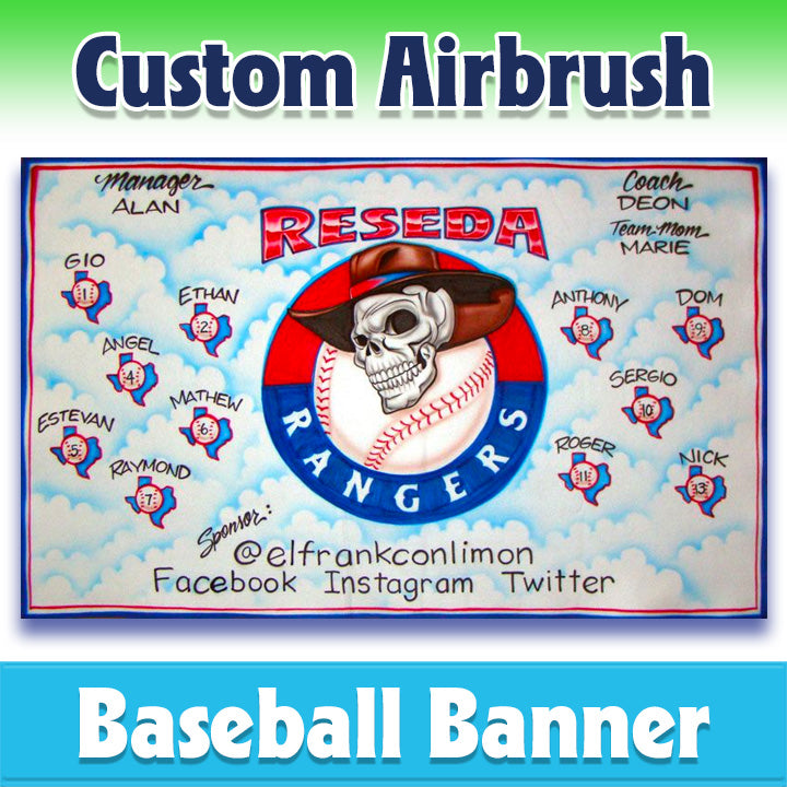 Airbrush Baseball Banner - Rangers -1015
