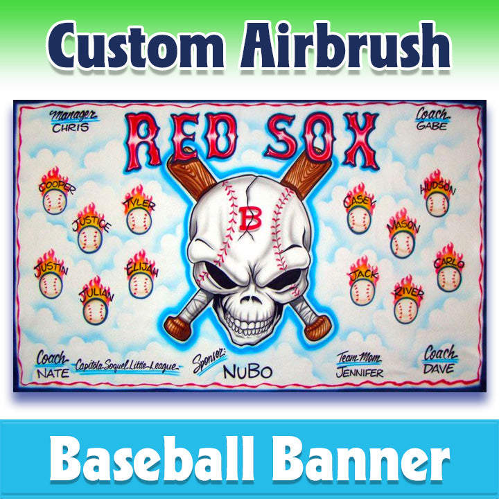 Airbrush Baseball Banner - Red Sox -1005