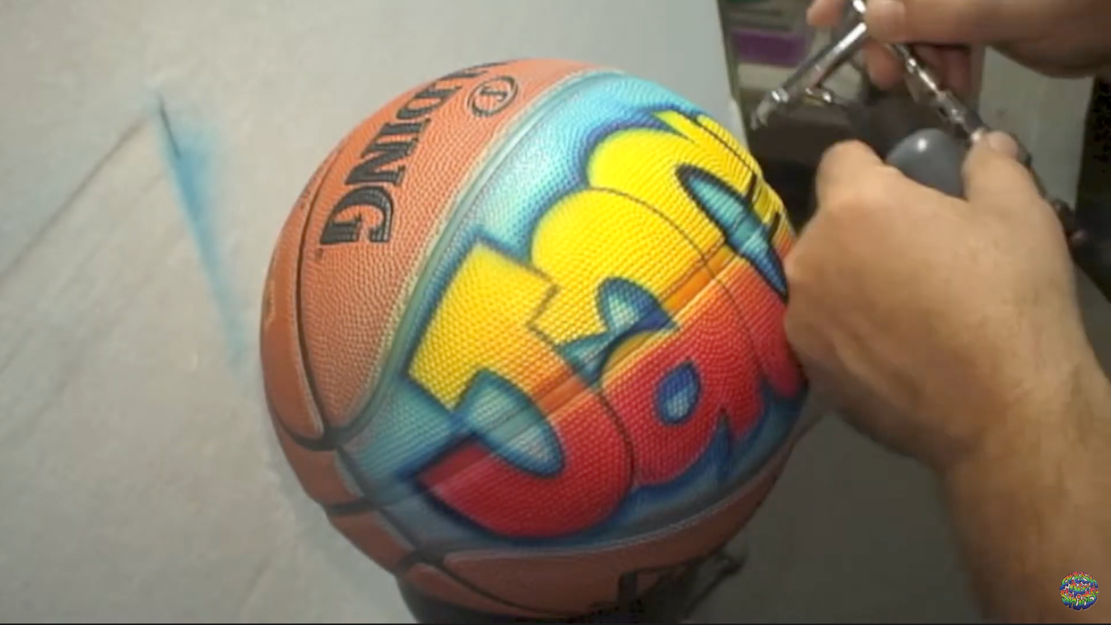 Load video: Airbrushing basketball video
