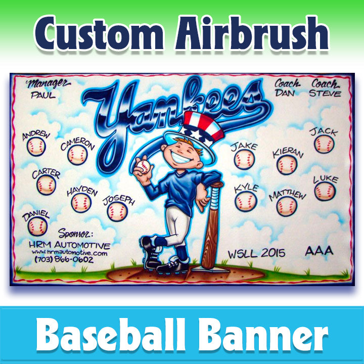 Airbrush Baseball Banner - Yankees -1005