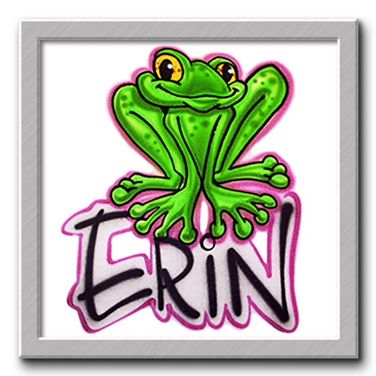 Airbrushed T-Shirt - Cute - Frog - Personalize- Gift