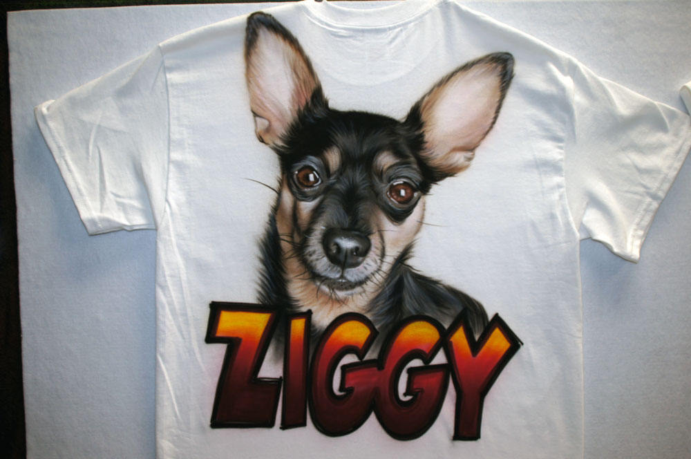 Airbrush T-shirt - Pet Portrait - You Choose Name and Colors