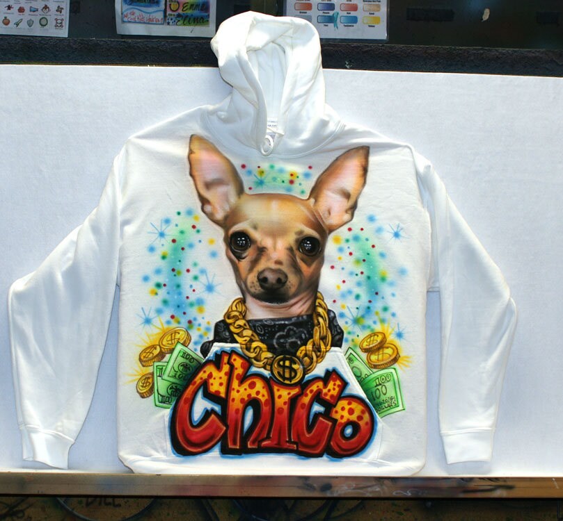 Airbrush T-shirt - Pet Portrait with Bling - You Choose Colors