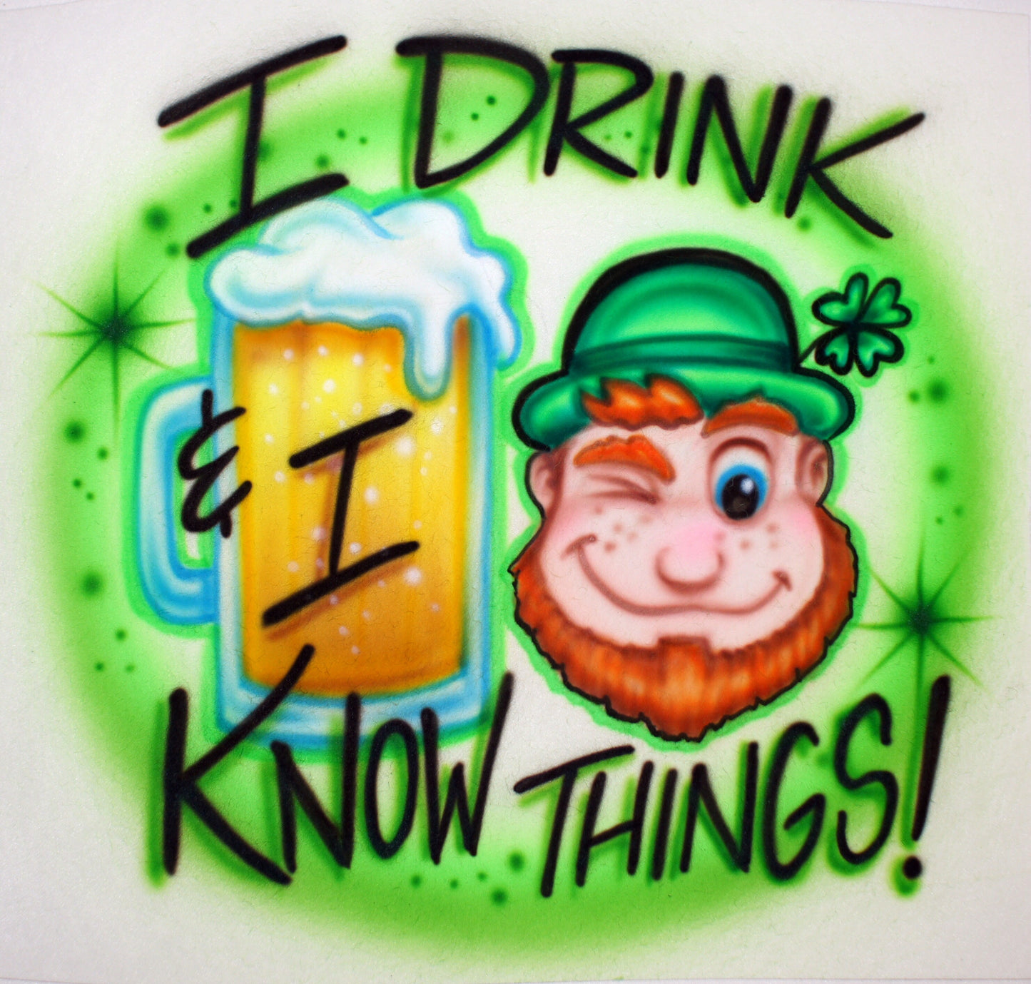Airbrush T-Shirt - St Patrick's Day - Leprechaun - Irish - Beer