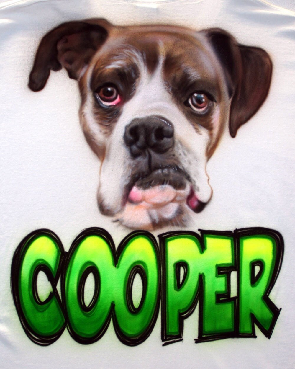 Airbrush T-shirt - Pet Portrait - Your Pet's Name - Your Choice of Colors