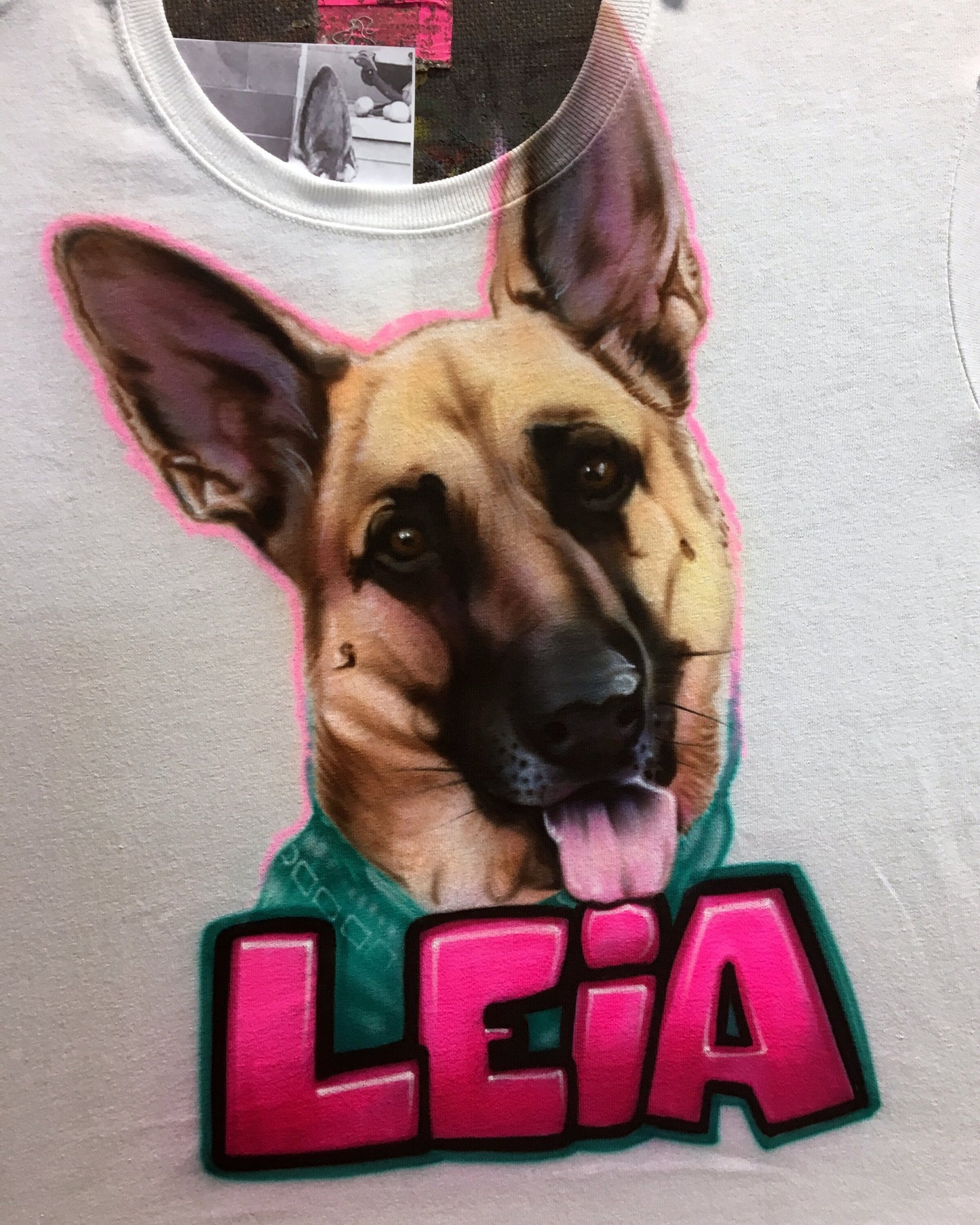 Airbrush T-shirt - Pet Portrait - Your Pet's Name - You Choose Colors