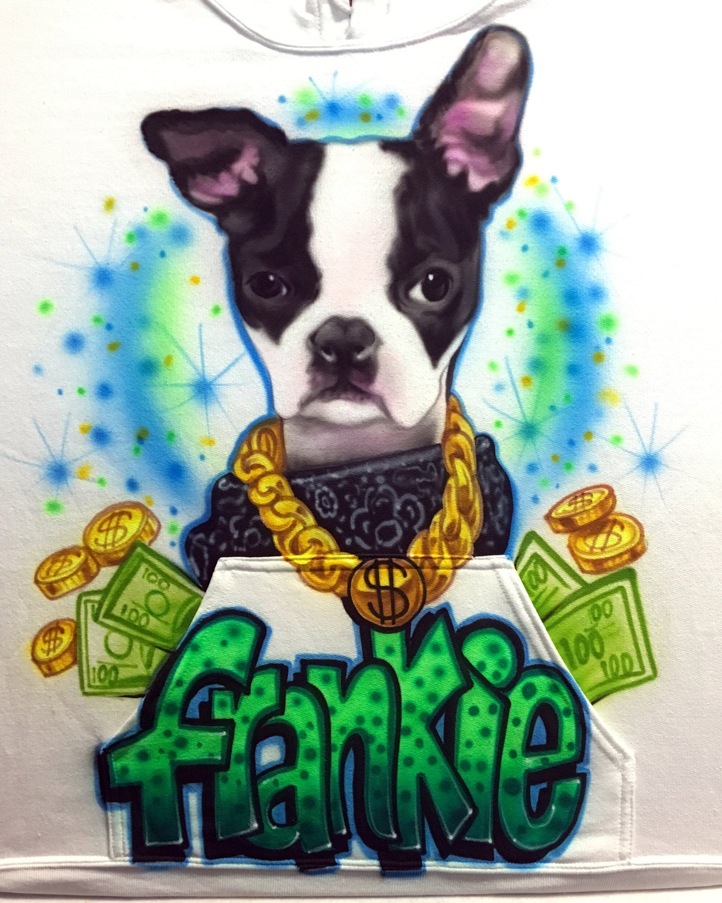 Airbrush T-shirt - Pet Portrait with Bling - You Choose Colors