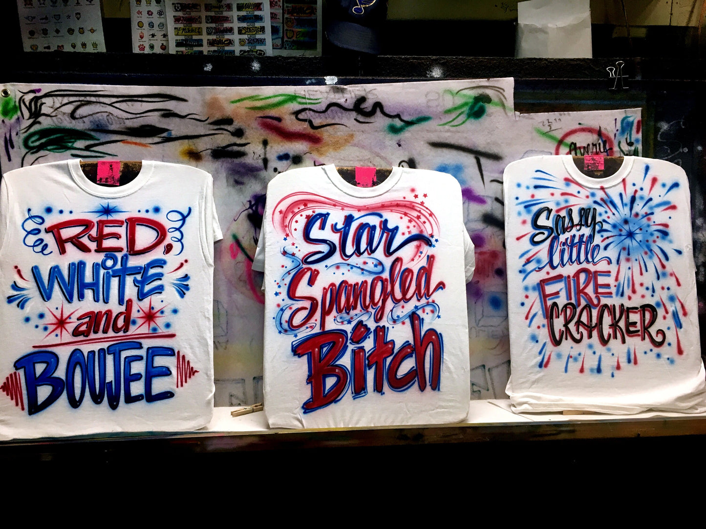 Airbrush T-Shirt - 4th of July - Independence Day - Fireworks