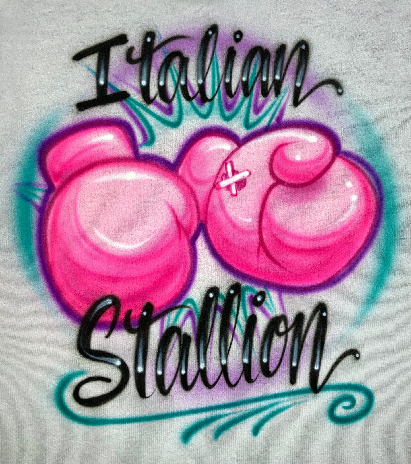 Airbrush T-shirt - Boxing Gloves - Italian Stallion - Personalized Gift - 2 Words