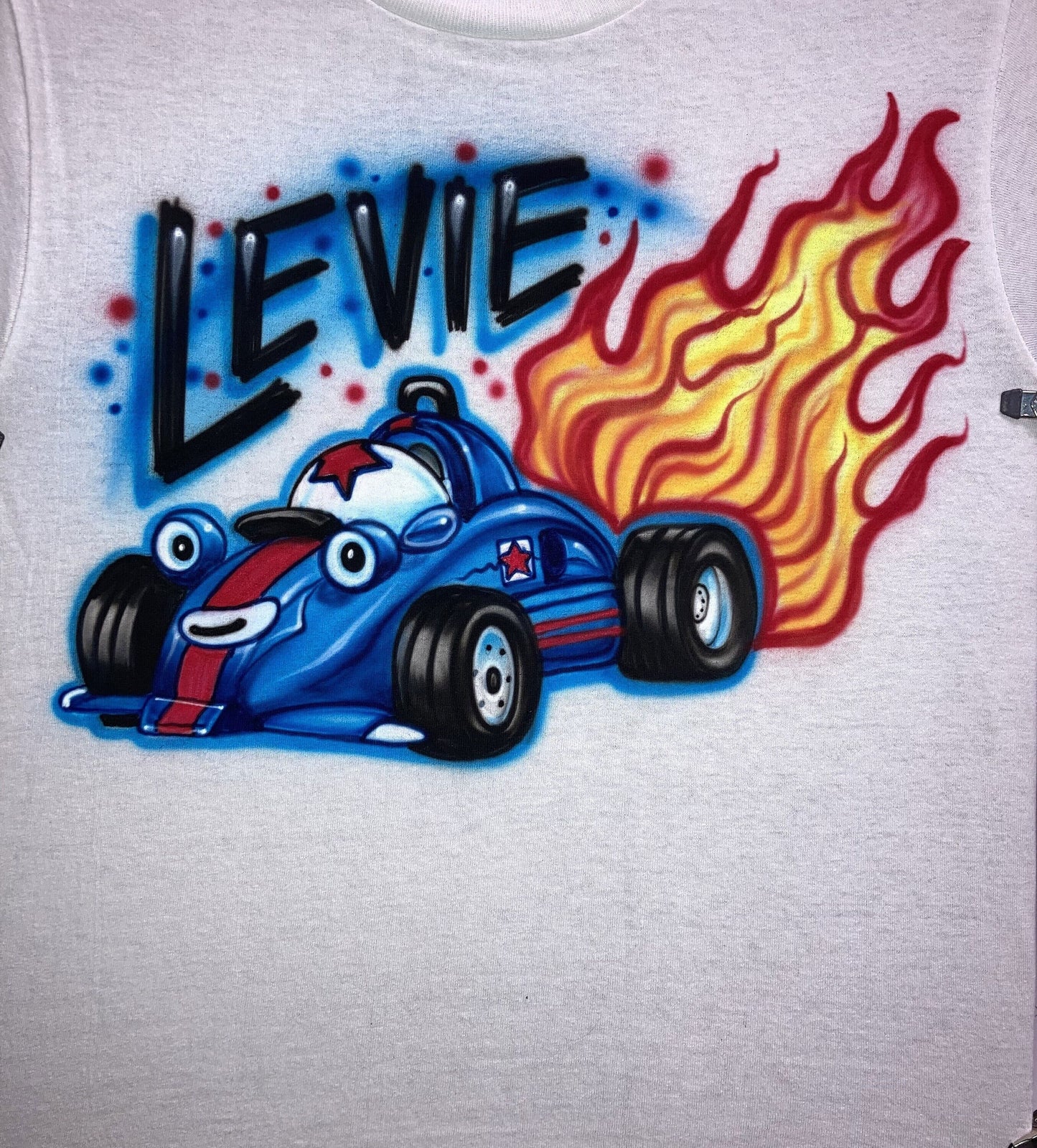 Airbrush T-shirt * Happy Birthday * Race Car * Flames * Personalize * Customize
