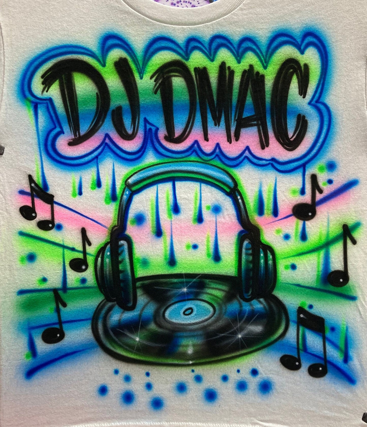 Airbrush T-shirt - DJ - Vinyl - Disk Jockey - Spin - Dance - Headphones - Music - LP
