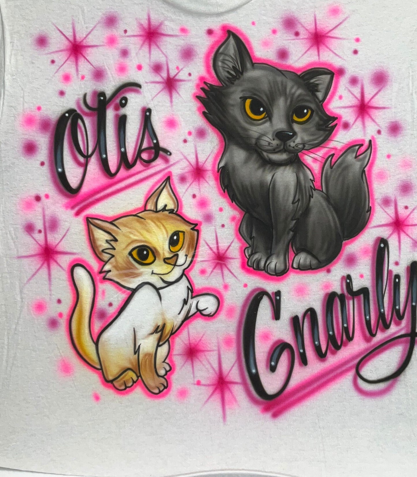 Airbrush T-Shirt - Two Kittens - Your names - Personalized - Cats