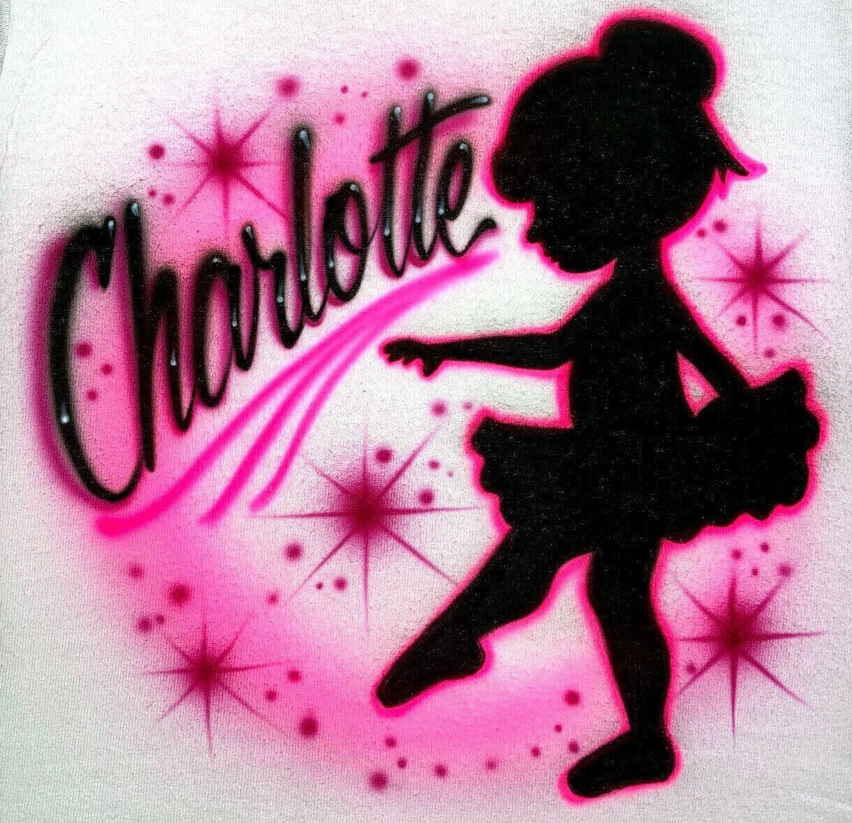 Airbrush T-shirt - Ballerina - Your Name/Word - You Choose Color