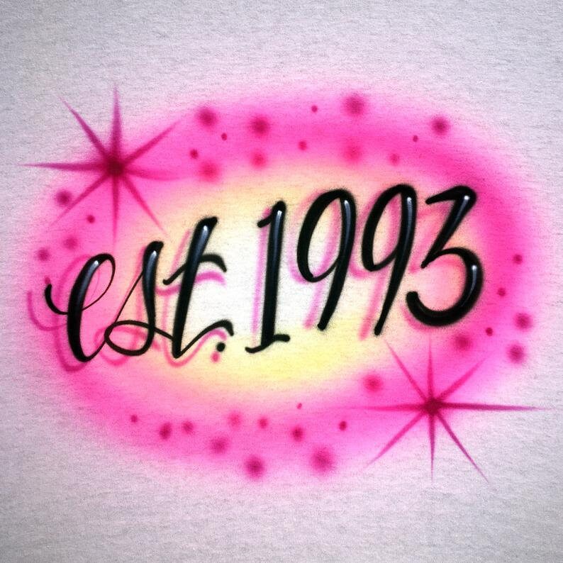 Airbrushed T-shirt * est. year * You choose colors