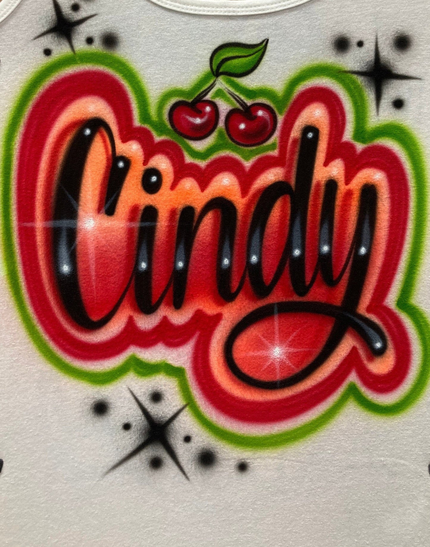 Airbrushed T-shirt * Name/Word with cherries * You choose colors
