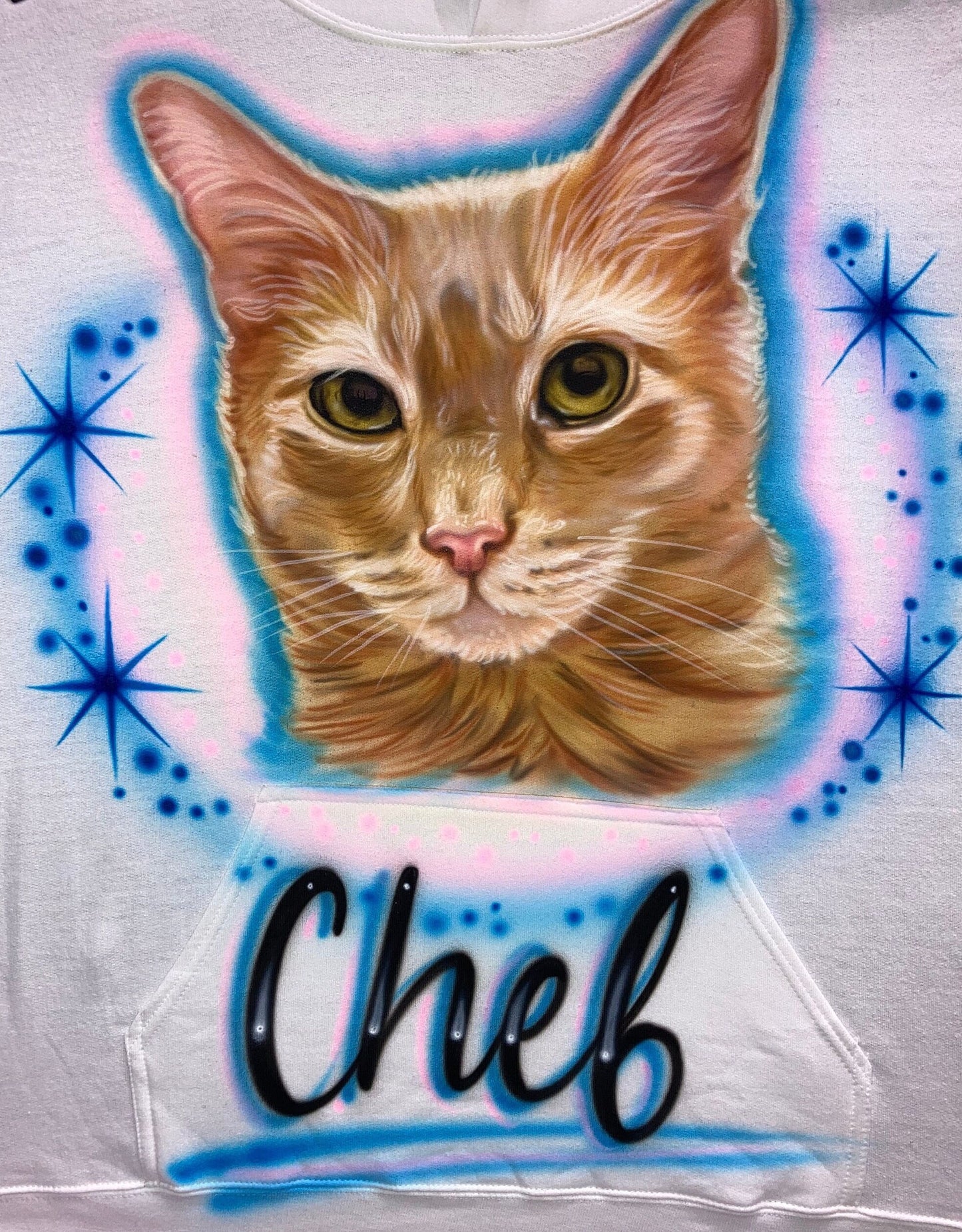 Airbrush T-shirt - Custom - Pet Portrait - Cat - Pet Name