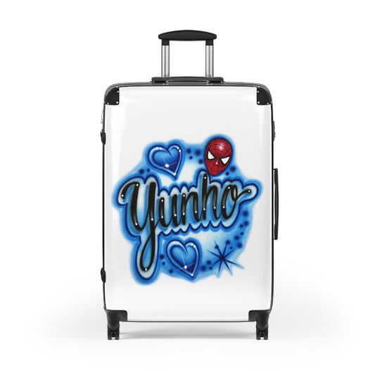 Suitcase - Yunho - Hearts and starbursts - Spiderman head