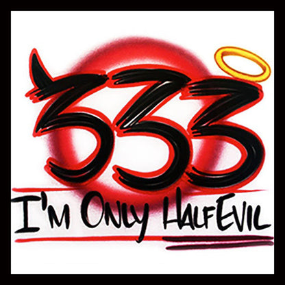Airbrushed  "I'm Only Half Evil" Design Custom T-shirt * Your Name * You Choose Color