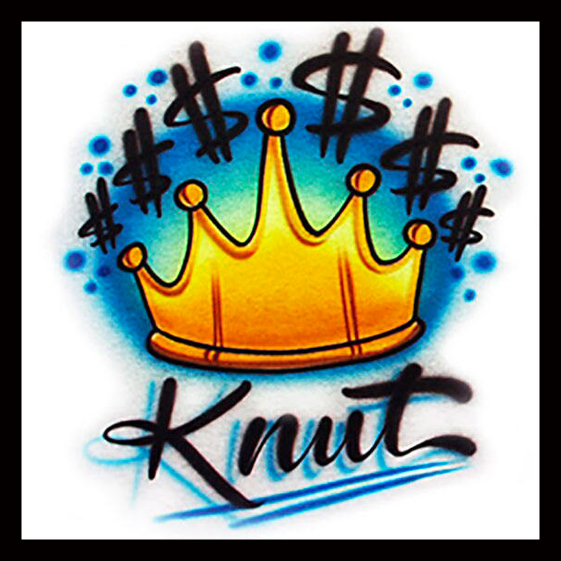 Airbrush T-shirt - Crown With Blue *  Your Name * You Choose Color