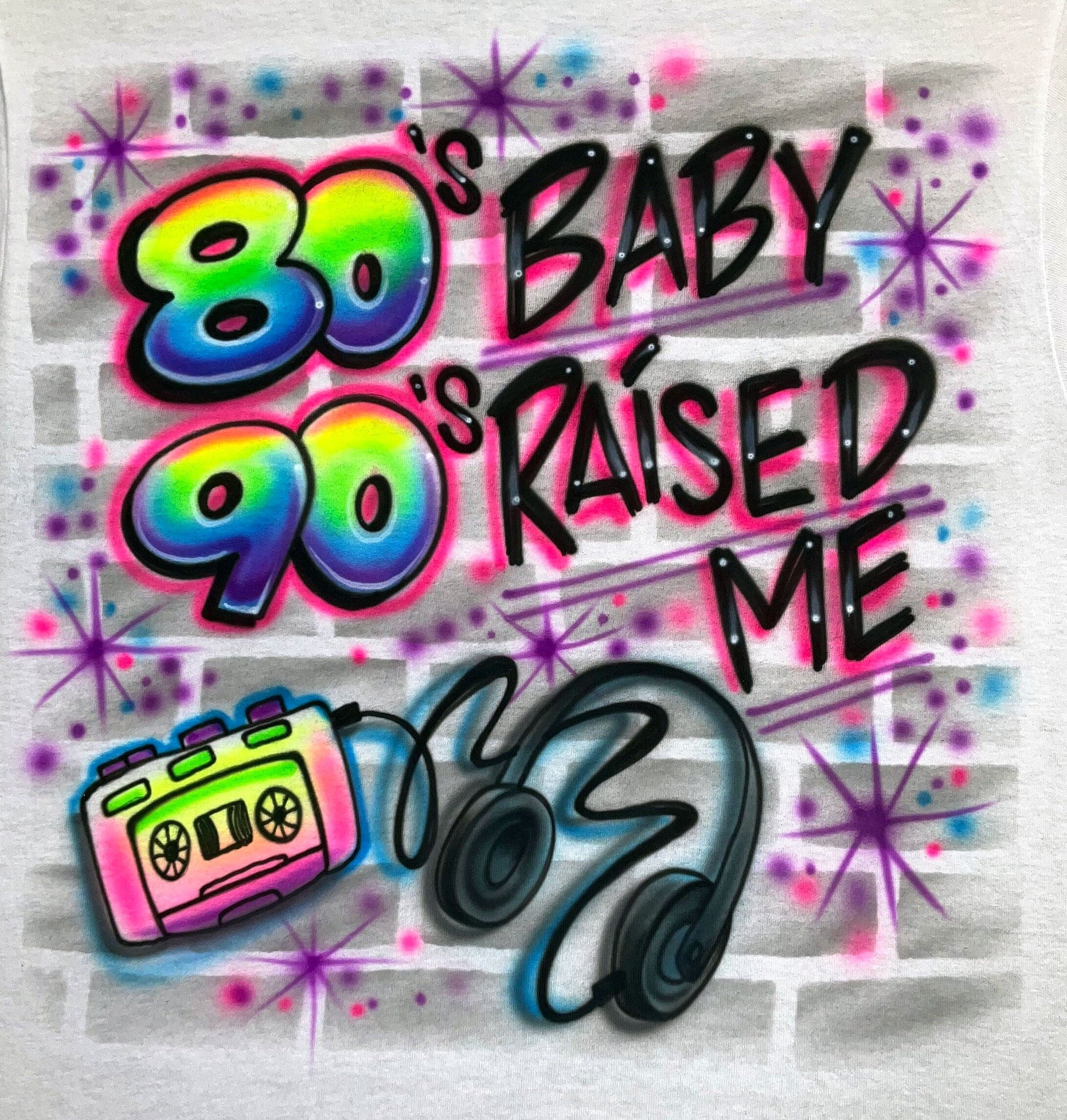 Airbrush T-Shirt 80's Baby 90's Raised Me Cassette