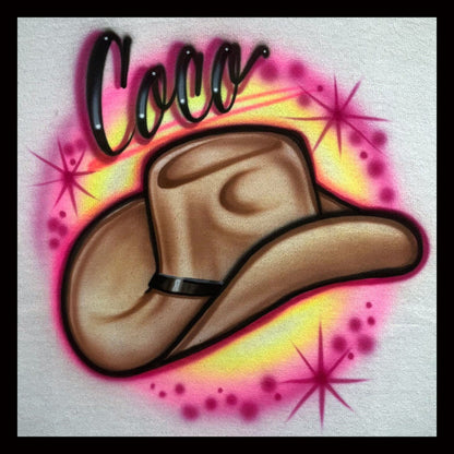 Airbrushed T-shirt * Cowboy Hat * You Choose Colors