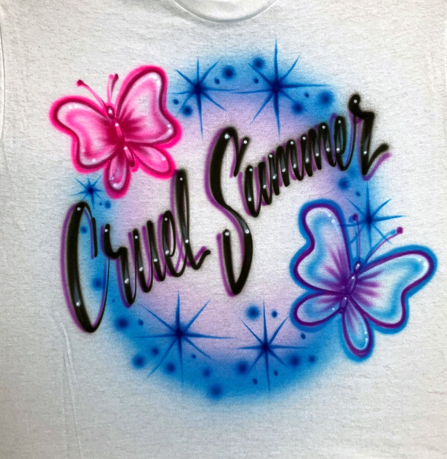 Airbrushed T-shirt - "Cruel Summer" - Butterflies - You Choose Colors
