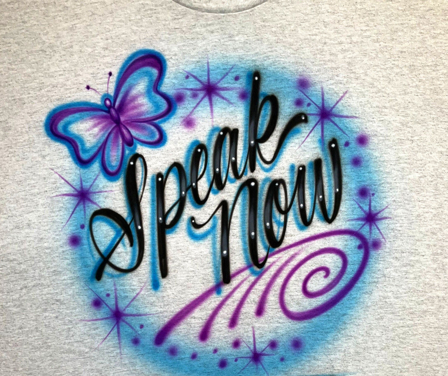 Airbrush T-shirt - Swirly Butterfly Design