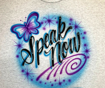 Airbrush T-shirt - Swirly Butterfly Design