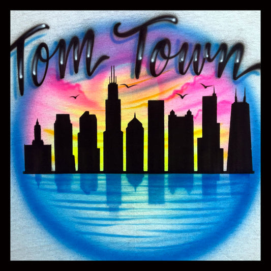 Airbrushed T-shirt *  Chicago cityscape