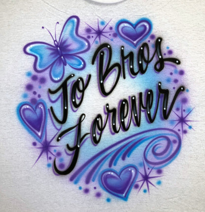 Airbrush T-shirt -Jo Bros Forever - Hearts - Butterfly