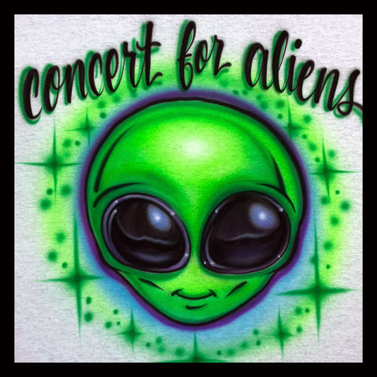 Airbrush T-shirt - Cool Alien Design with Your Wording