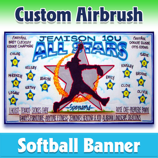 Airbrush Softball Banner - All-Stars -2002