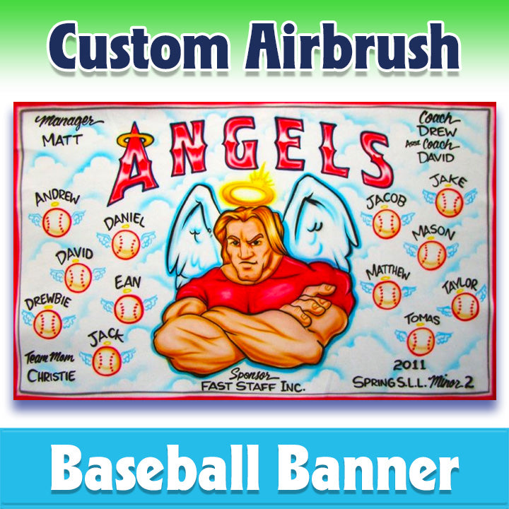 Airbrush Baseball Banner - Angels -1018