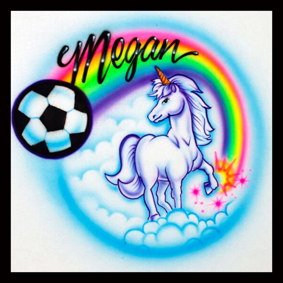 Airbrushed  T-shirt  *  Unicorn  *  Soccer * Rainbow * Your Word