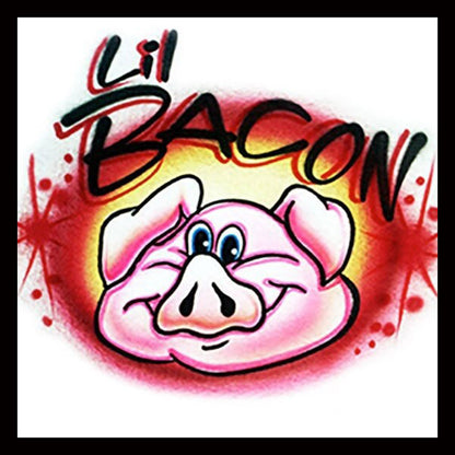 Airbrushed T-shirt *  Pig Design * Your Name/Word