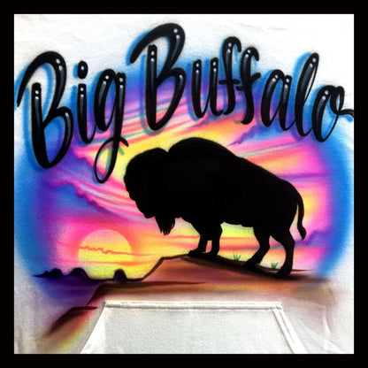Airbrushed T-shirt * Big Buffalo * Your Name/Word
