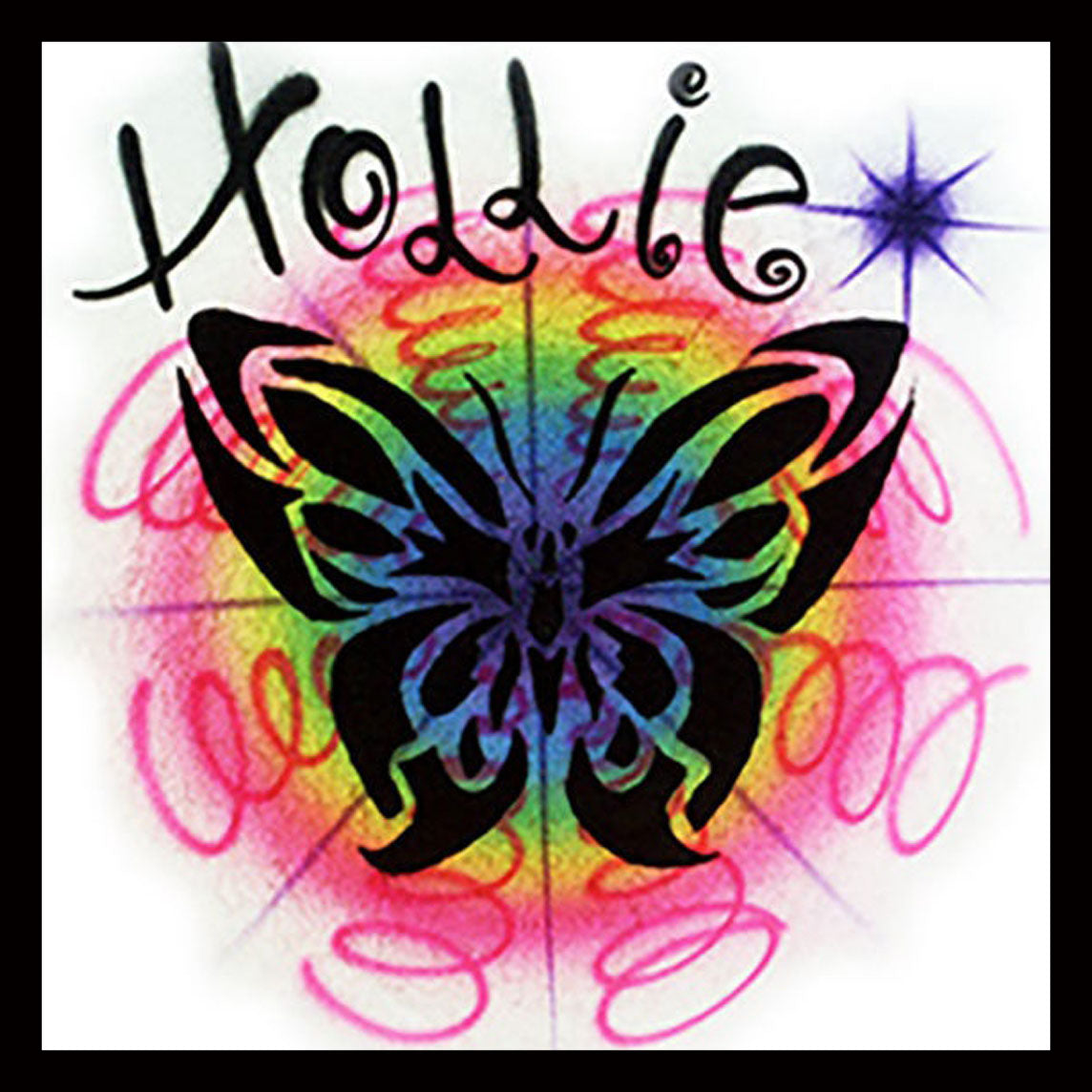 Airbrushed T-Shirt * Rainbow Butterfly * Your Name/Word Personalized