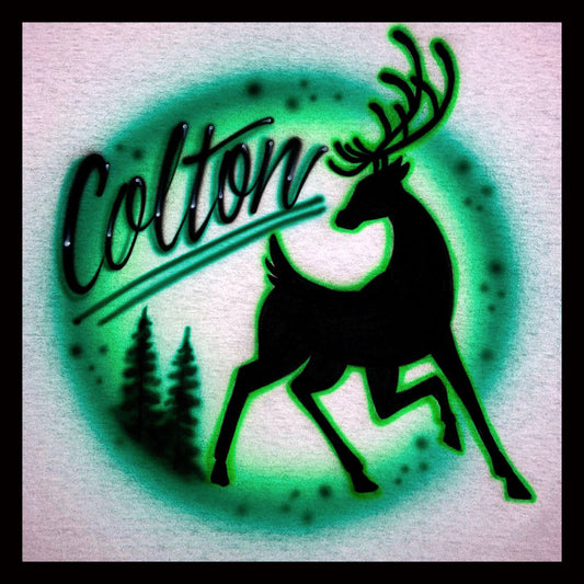 Airbrushed T-shirt * Running Deer * Your Name/Word