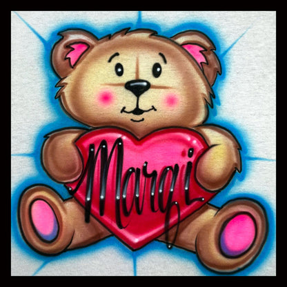 Airbrushed T-shirt * Teddy Bear * Heart * Bear * Animal * Your Word