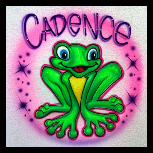 Airbrushed T-Shirt - Cute - Frog - Personalize- Gift