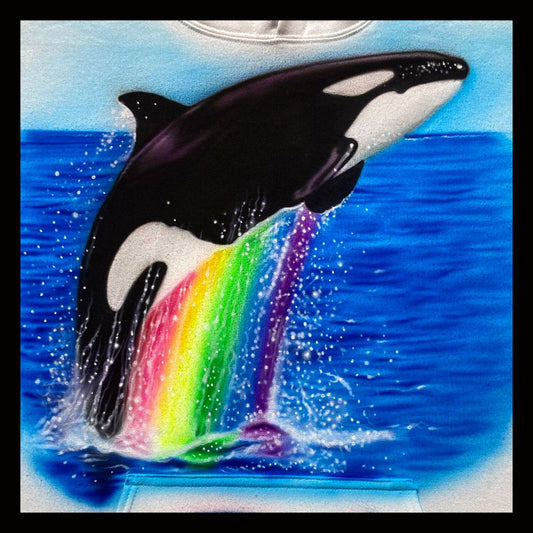 Airbrush T-Shirt - Whale Portrait - Orca - Ocean - Rainbow